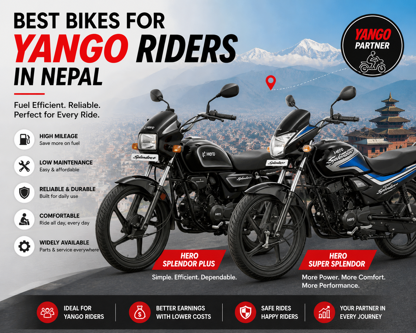 best bikes for yango rider in nepal