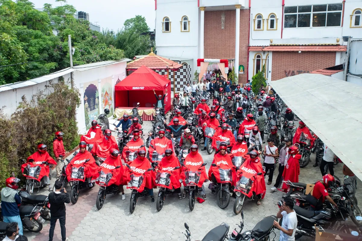 Yango riders gathered at an InnoHub event in Kathmandu
